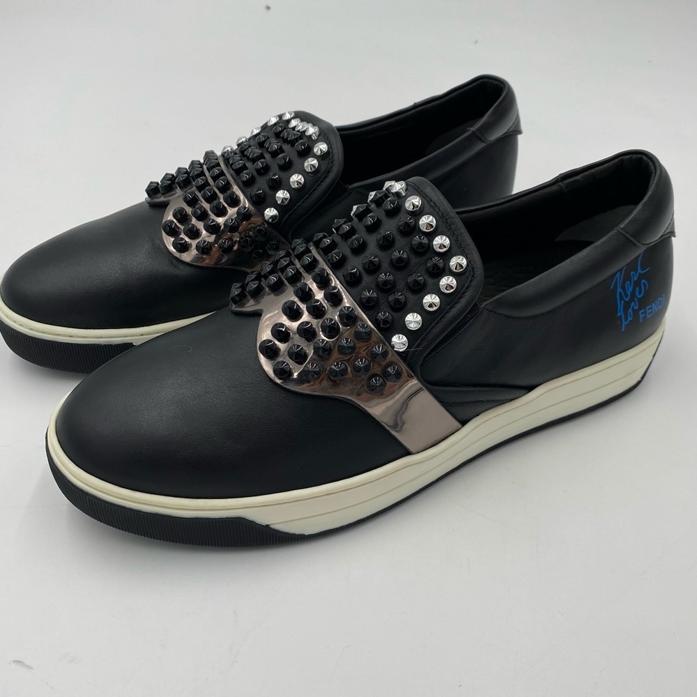 Fendi Men's Karl Loves Fendi
Karlito Studded Leather Slip On
Sneakers